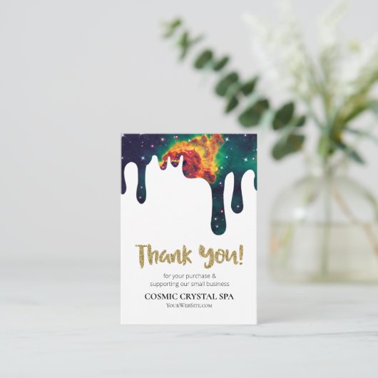 *~* QR KOSMISCHE DRUPPELS - Logo BEDANKT AP8 Revie Informatiekaartje (Staand voorkant)