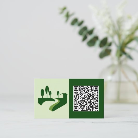 🍃 QR Landscaping Grasmaaier Visitekaartje (Staand voorkant)