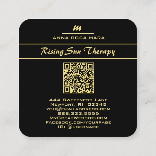 *~* QR Lavendel Wit Goud Magenta Initiaal AP65 Vierkante Visitekaartje (Achterkant)