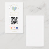 QR Light Blue Heart Love & Thanks Supporting Visitekaartje (Voorkant / Achterkant)