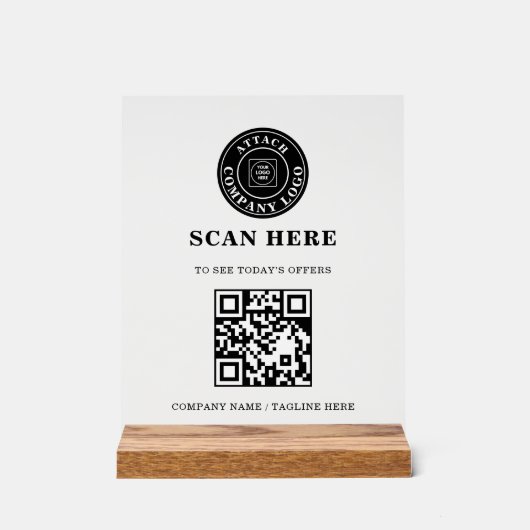 QR Logo Contactloos Acrylaat Bord (Voorkant)
