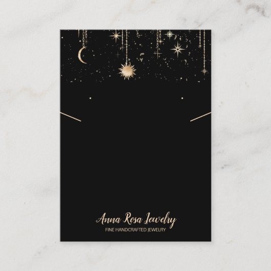 *~* QR Logo Cosmic Moon Jewelry Earring Ketting Visitekaartje (Voorkant)