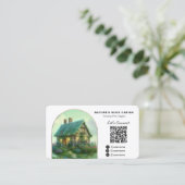*~* QR Logo Cottage Lodge Cabin Rental AP49 Visitekaartje (Staand voorkant)