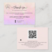 *~* QR Logo Dank u Ombre Roze brandende AP3  Informatiekaartje (Voorkant / Achterkant)