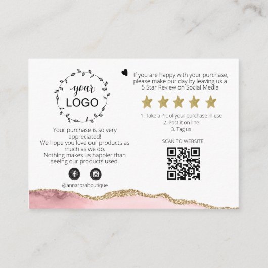 *~* QR Logo DANK U Review Aqate Branding AP8 Informatiekaartje (Achterkant)