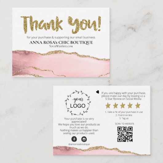 *~* QR Logo DANK U Review Aqate Branding AP8 Informatiekaartje (Voorkant / Achterkant)