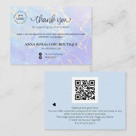 *~* QR Logo Dank u Universum Lotus Branding AP3 Informatiekaartje (Voorkant / Achterkant)