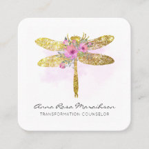 *~* QR LOGO Floral Waterverf GOLD Dragonfly