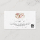 *~* QR Logo Foto Floral Blush Pink AR26  Visitekaartje (Achterkant)