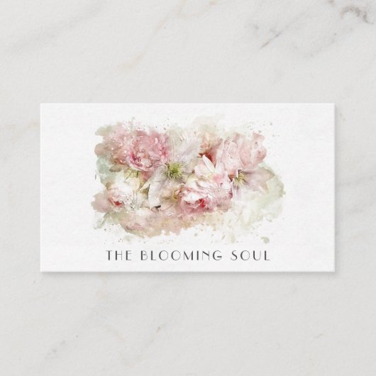 *~* QR Logo Foto Floral Blush Pink AR26  Visitekaartje (Voorkant)