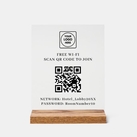 QR-logo gratis WiFi-acryl bord (Voorkant)