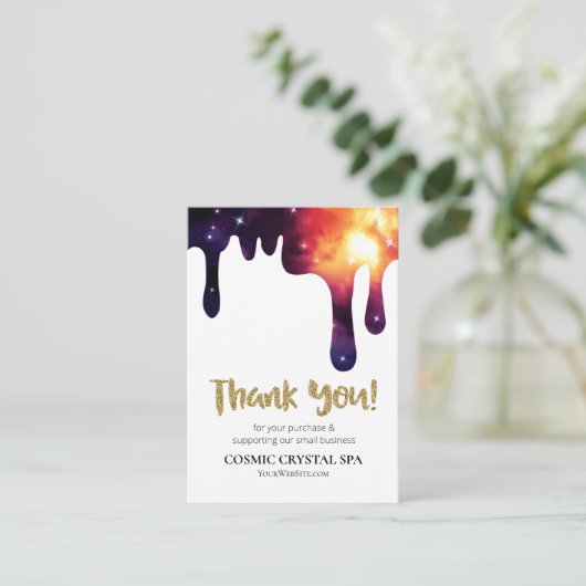 *~* QR. LOGO KOSMISCHE DRUPPEL DANK U Review AP8 Informatiekaartje (Staand voorkant)