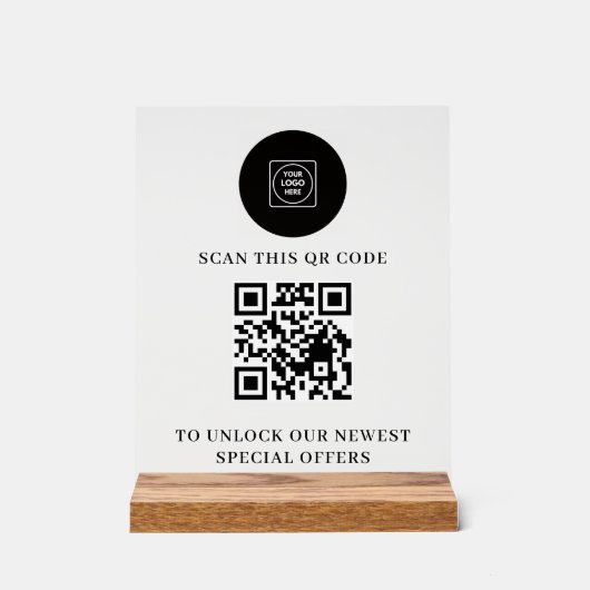 QR Logo Minimalistisch Acrylbord Acryl Bord (Voorkant)