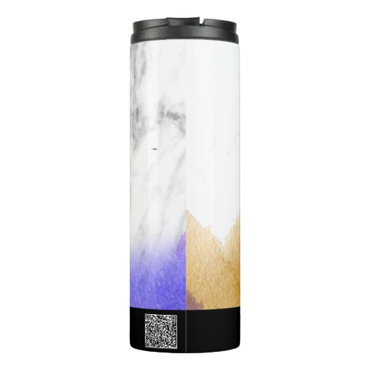 *~* QR LOGO PAAR Foto Goud Paarse Thermosbeker (Achterkant)