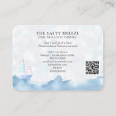 *~* QR Logo pasta sail Boat Fine Dining Beach Visitekaartje (Achterkant)