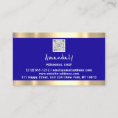 QR Logo Personal Chef Cooking Restaurant Blue Visitekaartje (Achterkant)