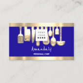 QR Logo Personal Chef Cooking Restaurant Blue Visitekaartje (Voorkant)
