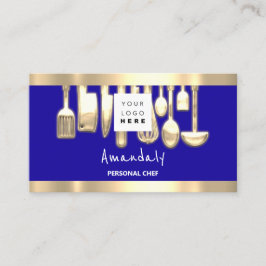 QR Logo Personal Chef Cooking Restaurant Blue Visitekaartje