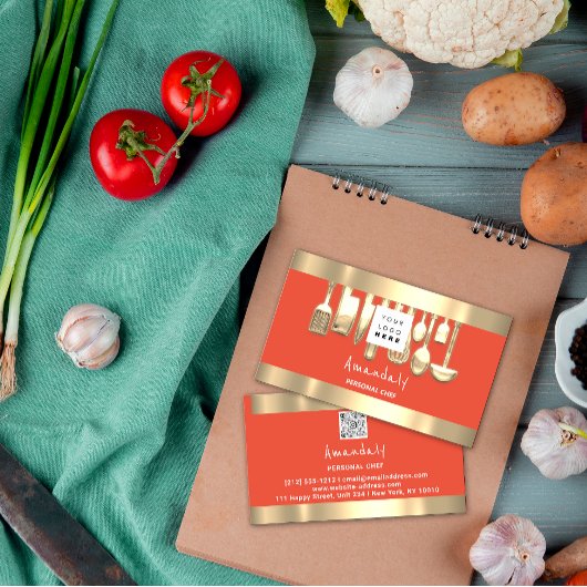 QR Logo Personal Chef Cooking Restaurant FoodCoral Visitekaartje