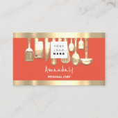 QR Logo Personal Chef Cooking Restaurant FoodCoral Visitekaartje (Voorkant)