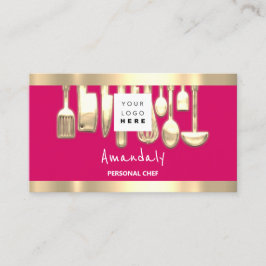 QR Logo Persoonlijke Chef Cooking Restaurants Pink Visitekaartje