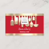 QR Logo Persoonlijke Chef Cooking Restaurants Red Visitekaartje (Voorkant)