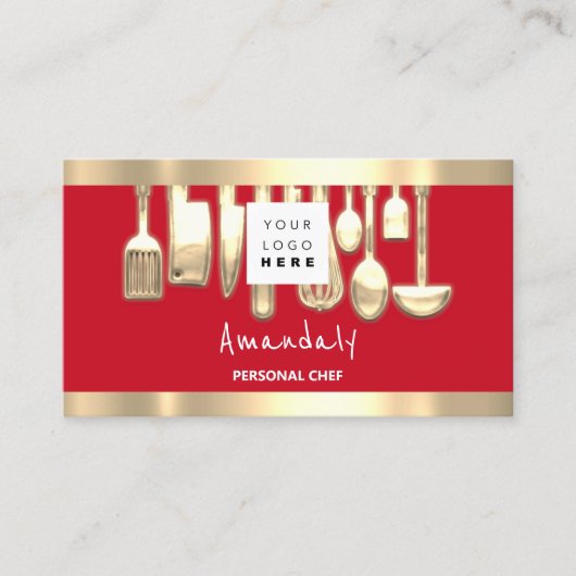 QR Logo Persoonlijke Chef Cooking Restaurants Red Visitekaartje (Voorkant)