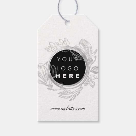 Qr Logo Productbeschrijving Prijs Witte grijs Cadeaulabel (Voorkant)