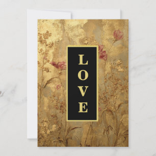 *~ QR LOVE AR66 RSVP Vintage Gouden Trouwkaart Kaart