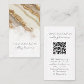 *~* QR Luxe Agaat Ivoor Goud Glitter AP66 Glam Visitekaartje (Voorkant / Achterkant)