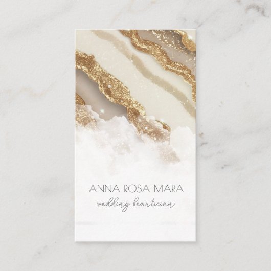 *~* QR Luxe Agaat Ivoor Goud Glitter AP66 Glam Visitekaartje (Voorkant)