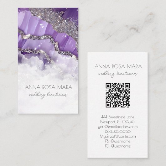 *~* QR Luxe Agaat Ivoor Goud Glitter AP66 Glam Visitekaartje (Voorkant / Achterkant)