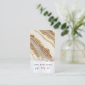 *~* QR Luxe Agaat Ivoor Wit Goud Glitter AP66 Visitekaartje (Staand voorkant)