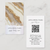 *~* QR Luxe Agaat Ivoor Wit Goud Glitter AP66 Visitekaartje (Voorkant / Achterkant)
