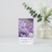 *~* QR Luxe Agaat Paarse Lavendel Glitter AP66 Visitekaartje (Staand voorkant)