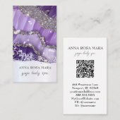 *~* QR Luxe Agaat Paarse Lavendel Glitter AP66 Visitekaartje (Voorkant / Achterkant)