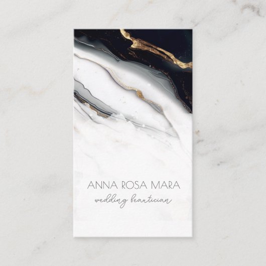 *~* QR Luxe Agaat Zwart Goud Wit Glam AP66 Visitekaartje (Voorkant)