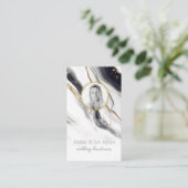 *~* QR Luxe Agate Marmeren FOTO LOGO Gold AP66 Visitekaartje (Staand voorkant)