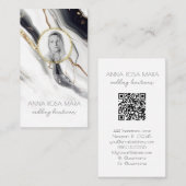 *~* QR Luxe Agate Marmeren FOTO LOGO Gold AP66 Visitekaartje (Voorkant / Achterkant)
