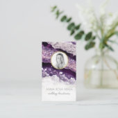 *~* QR Luxe Agate Marmeren FOTO LOGO Paarse AP66 Visitekaartje (Staand voorkant)