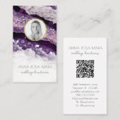 *~* QR Luxe Agate Marmeren FOTO LOGO Paarse AP66 Visitekaartje (Voorkant / Achterkant)