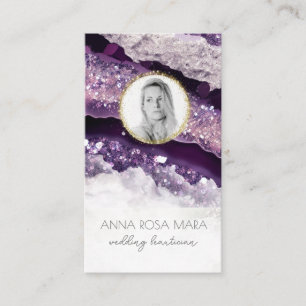 *~* QR Luxe Agate Marmeren FOTO LOGO Paarse AP66 Visitekaartje