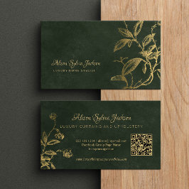 QR Luxe groene elegante faux gouden folie loof Visitekaartje