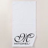 QR Manuscript Monogramed Beach Towel Strandlaken (Voorkant)