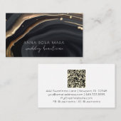 *~* QR Marmer Zwart Goud Glitter Glam AP66 Luxe Visitekaartje (Voorkant / Achterkant)