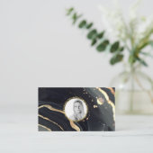 *~* QR Marmeren Logo Gouden Glitter AP66 Foto Visitekaartje (Staand voorkant)