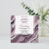 *~* QR MAUVE Zilveren AGAAT AR66 RSVP Bruiloft Kaart (Staand voorkant)