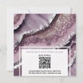 *~* QR MAUVE Zilveren AGAAT AR66 RSVP Bruiloft Kaart (Achterkant)