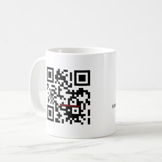 "QR me VEILIGE" zwarte mok (Voorkant links)