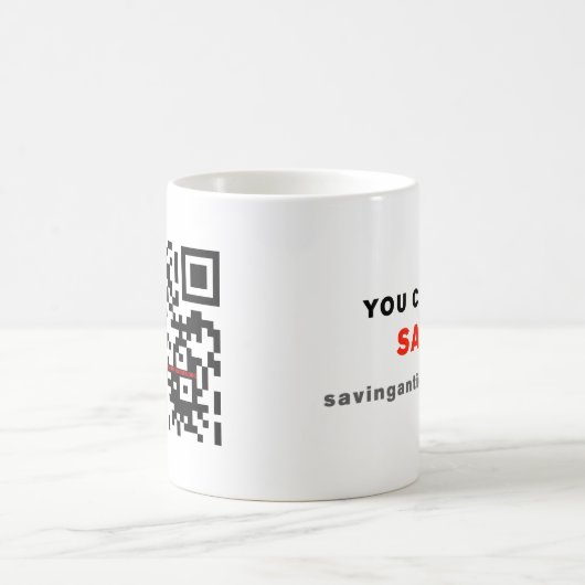 "QR me VEILIGE" zwarte mok (Center)